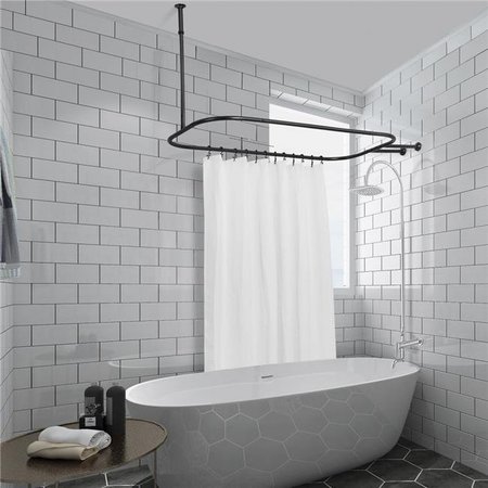 UTOPIA ALLEY Utopia Alley HP2BK 26 x 54 in. Aluminum Hoop Shower Rod with Ceiling Support for Clawfoot Tub; Black HP2BK